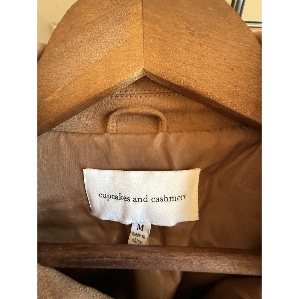 Cupcakes and Cashmere Brown Moto Jacket Womens Medium Cropped Biker Faux Suede - Picture 8 of 16